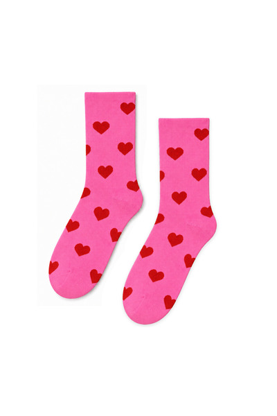 CARNAVAL SOCKS Red Heart Patterned Pink Unisex Socks