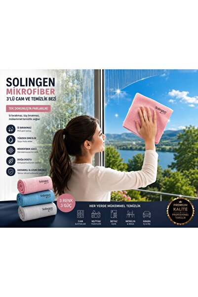 SOLİNGEN MİKROFİBER 3 LÜ CAM BEZİ