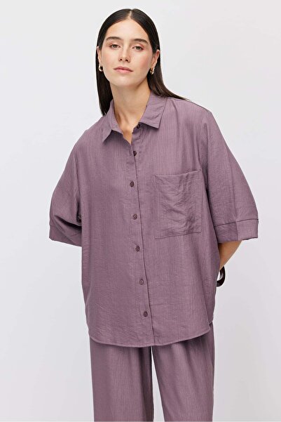 PAULMARK Women's Oversize Textured Double Sleeve Shirt