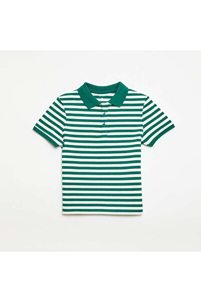 KIABI Short-Sleeved Cotton Piqué Polo Shirt GREEN