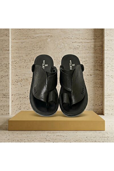 Lucky Steps Men's Toe Loop PU Leather Sandals Soft Sole Slippers Cushioned Co...