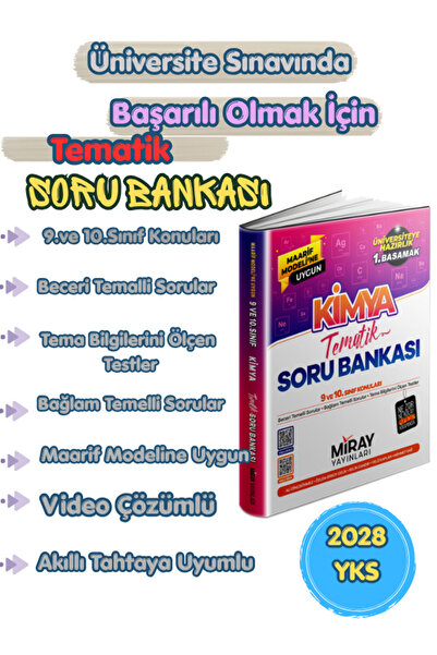 Miray Yayınları Maarif Modeline Uygun 9. ve 10.Sınıf Tekrar Kimya Tematik Sor...