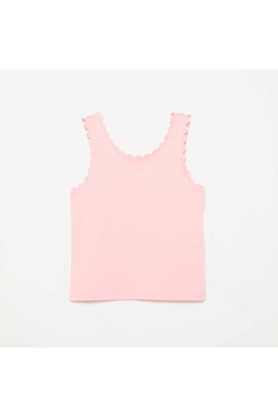 KIABI Solid tank top with wavy edges PINK