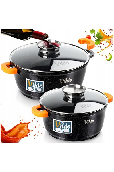 Vilde Set de 2 vase de gătit din granit pentru gaz și inducție, 24 + 28 cm