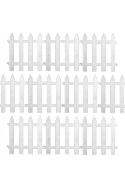Vilde 20x Gard viu artificial din plastic alb, bordură pentru gazon, 6 m