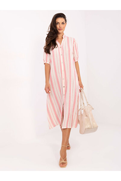 Och Bella Γυναικείο Φόρεμα, Och Bella, Βαμβακερό, Oversized, Ροζ, μοντέλο TW-...