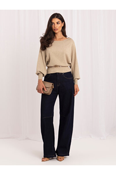 Italy Moda Women's Sweater, ITALY MODA, Viscose, Long Sleeve, Beige, model IR...
