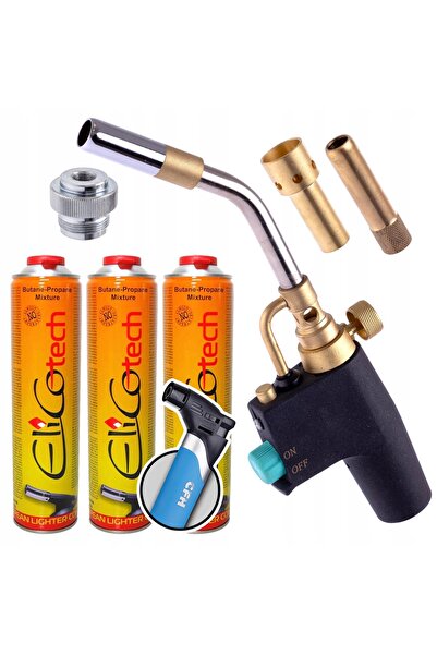 TC Technic Arzător pe gaz MAPP cu piezo, 3 duze turbo vortex, 3 butelii + CFH