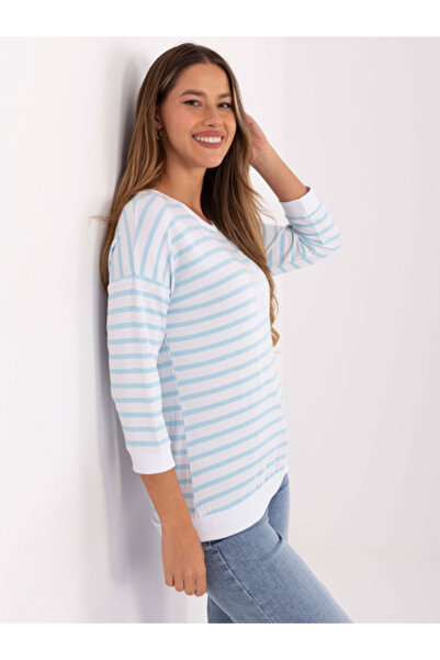 Relevance Bluza Dama, RELEVANCE, Mikromodal, Maneca lunga, Albastru, model RV...