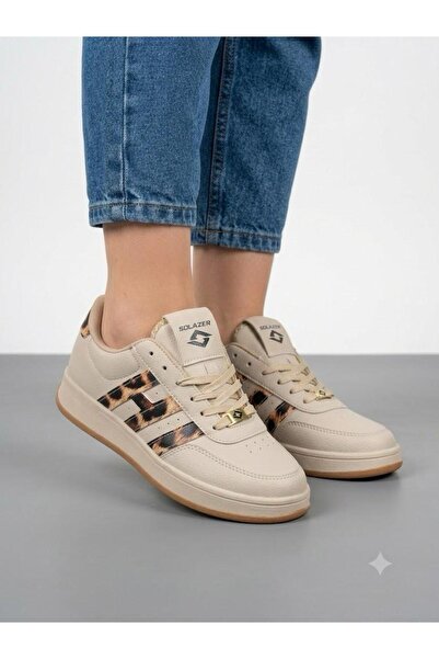 Lütfi Women's Beige Sneaker Daily Orthopedic Sole Walking Sports Shoes