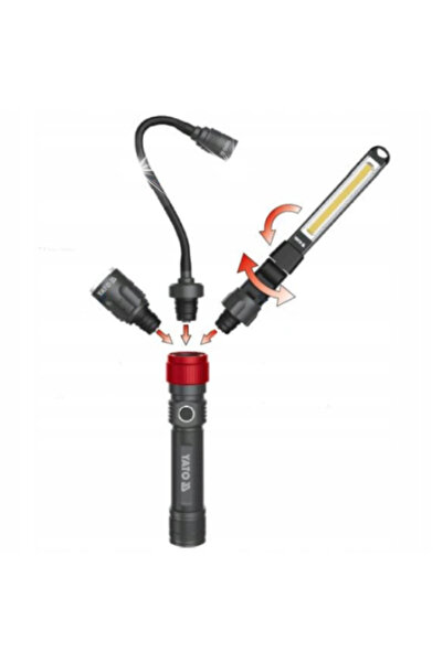 yato Lanternă LED 3 în 1 cu capete interschimbabile 2200mAh