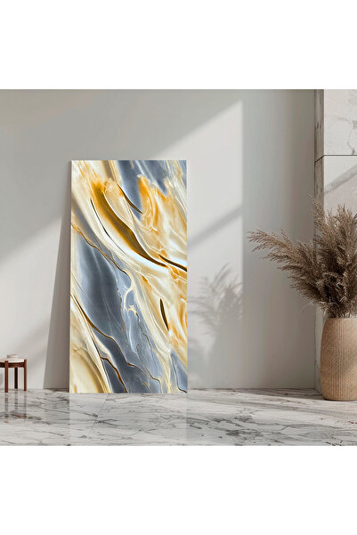 MallDeco Set 4 autocolante de perete Marmura 60cm x 120cm, galben