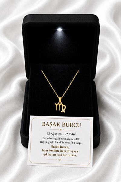 KAR DİAMOND Ucu Gerçek 8 Ayar Altın Gümüş Zincirli Başak Burcu Kolye Sertifik...