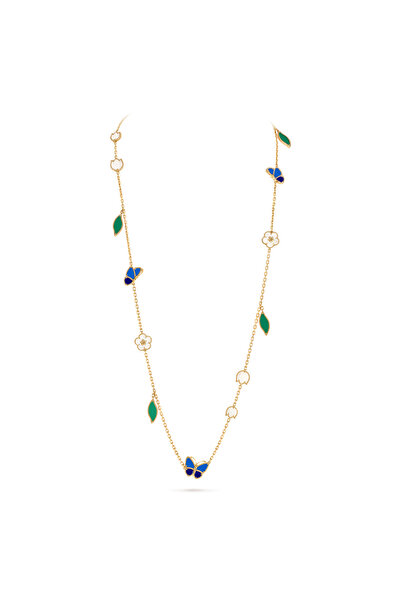 D&D Dora&Dora Lucky Spring Long Necklace, 15 Motifs Stainless Steel, Agate, L...