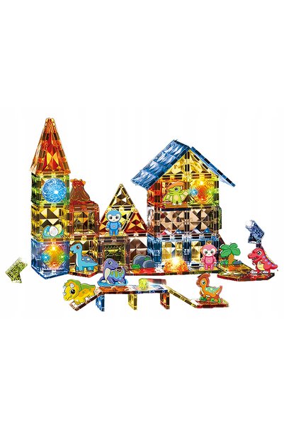 ChRLD PIESE MAGNETICE Luminoase de Construcție 124 DINOZAUROI Set Creativ