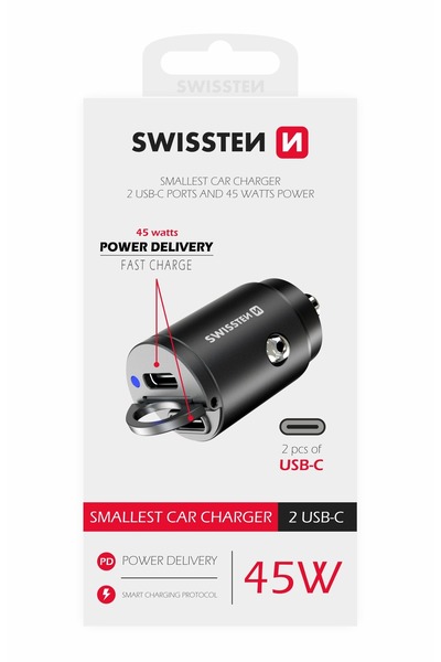 NO BRAND ÎNCĂRCĂTOR AUTO SWISSTEN 2x USB-C TIP-C 45W