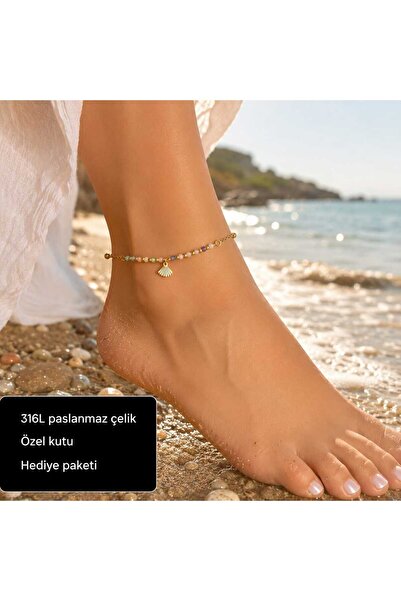 HER ŞEY NOTA www.herseynota.com خلخال من الفولاذ المقاوم للصدأ بتصميم صدفة ال...