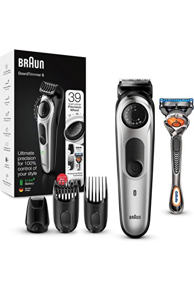Braun Group Braun Beard Trimmer 5 for Face and Hair, Black/Silver with precis...