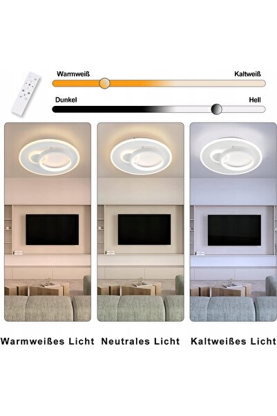 ZMH Plafonieră LED albă, inel modern, 33W, 3000K-6500K, cu telecomandă.
