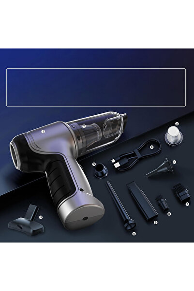 NO BRAND Aspirator auto 12000Pa, 2 moduri, reîncărcabil USB, pentru umed și u...