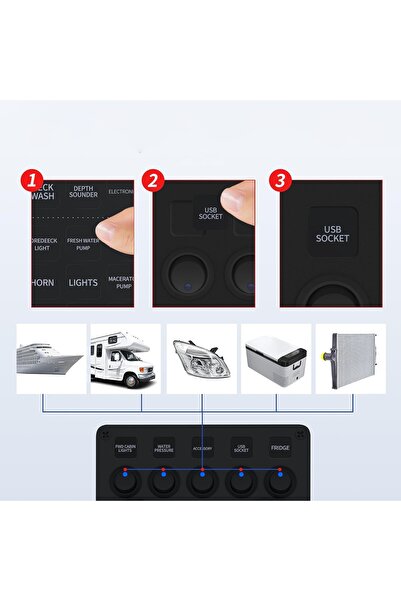 NO BRAND PANOU DE CONTROL MULTIFUNCȚIONAL ÎNCĂRCĂTOR USB PRIZĂ BRICUȘĂ AUTO 1...
