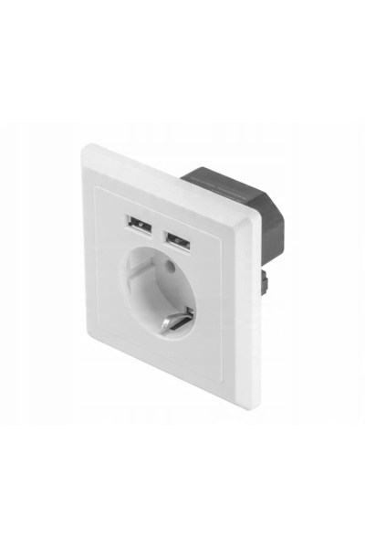 Lanberg Priză încastrată 240V Schuko simplu cu împământare + 2x USB 2.1A