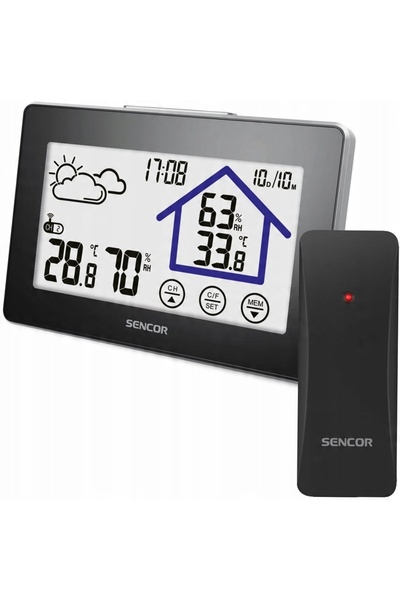 Sencor Stație meteo cu ceas, senzor și prognoză, ecran LCD