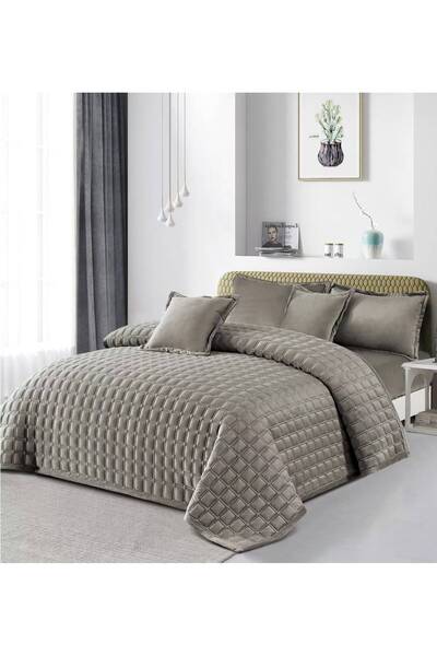 BIET ALMAFROSHAT Compact Set of Quilted Bedspread with Plain Quilted Bed Shee...