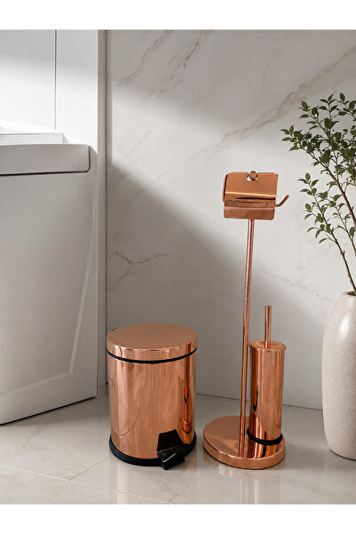 DMR HOME 3-Piece Bathroom Set Toilet Paper Holder Wc Brush Holder Trash Can M...
