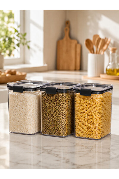 Limeks Home 3 Pieces 1.3 L Transparent Airtight Food Storage Container Set Le...