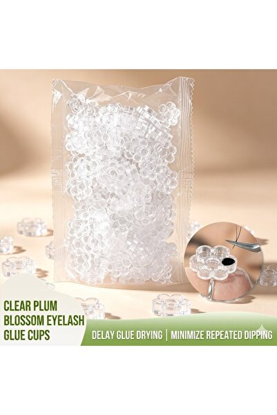Choice 100Pcs Clear Eyelash Extension Glue Holder, Blossom Delay Cups Anti-Dr...