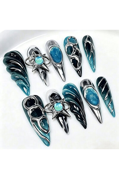 Choice1 SJ816-M 10 قطع من الأظافر الاصطناعية المضغوطة يدويًا على شكل اللوز، أ...