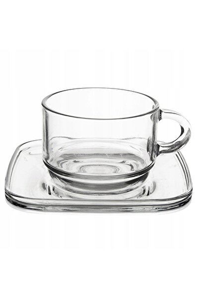 NO BRAND Set de 6 pahare de sticlă cu farfurioară pentru cafea și ceai
