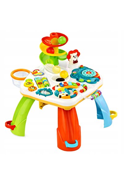 LeanToys Masă educativă interactivă, pian electric, tobogan pentru mingi în m...