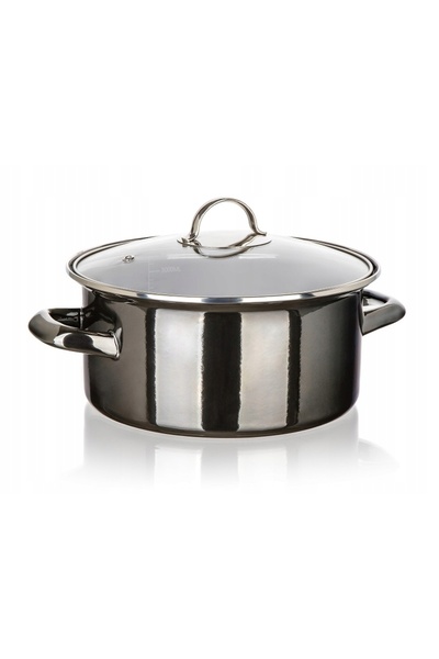 Beggars Banquet Oală emailată GARNEK 22cm 3,7L cu capac, BANQUET Negru Metalic