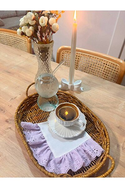 NURGİTA HOME Lila Fisto Fırfırlı Kahve Sunum Peçetesi & Kokteyl Peçete & Bard...