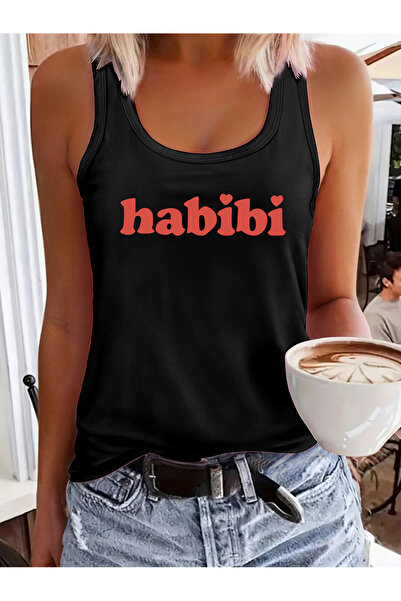 mercoledi تي شيرت نسائي مطبوع من Habibi بياقة مجوفة للسباحة