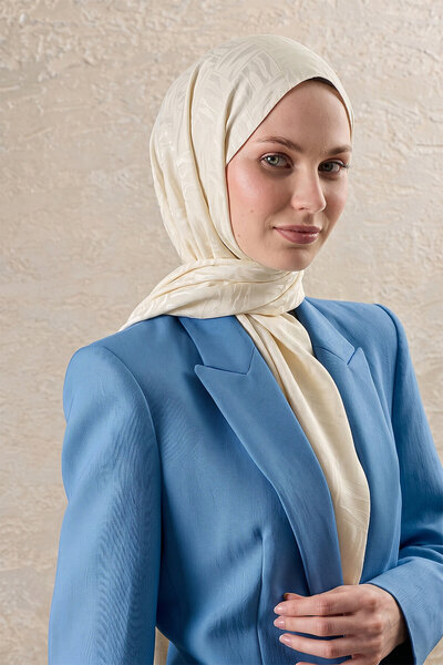 SilkTouch Vanilla Mosaic Pattern Ayrobin Jacquard Shawl