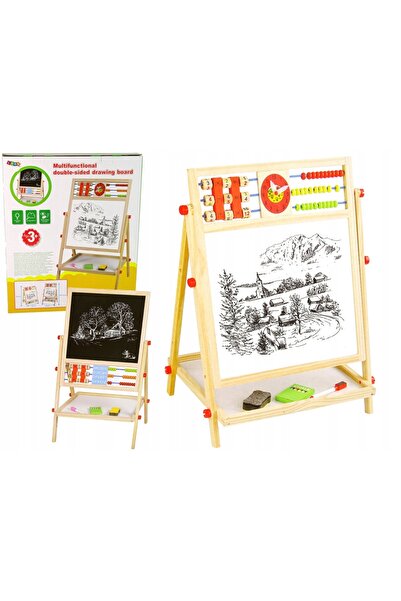 LeanToys Tablă de desen educativă, reversibilă, 2 în 1, din lemn