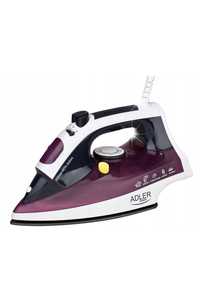 adler Fier de călcat cu aburi cu autocurățare, talpă din oțel, 3000W, ANTI-PE...