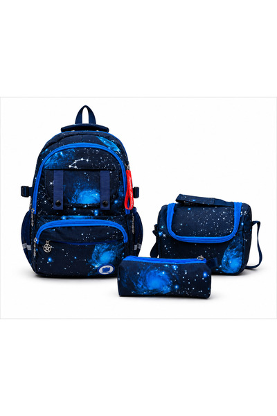 Dadacuq Galaxy Printed Five-Compartment Orthopedic Bag with Accessories, Pen ...