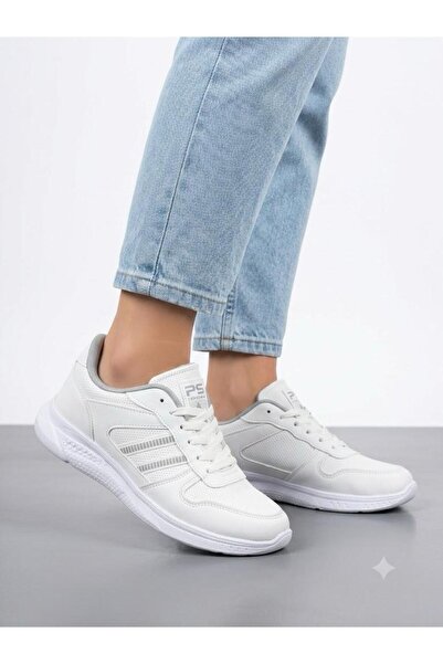 Lütfi Women's White Sneaker Daily Orthopedic Sole Walking Sports Shoes