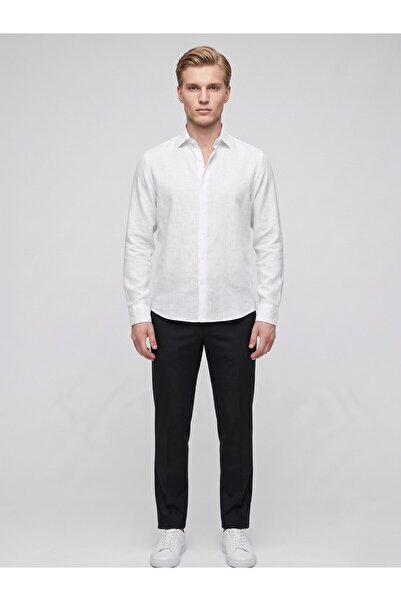 Plus Scorpion Men's Linen Muslin Shirt – Slim Fit Button-Down Collar Long Sle...