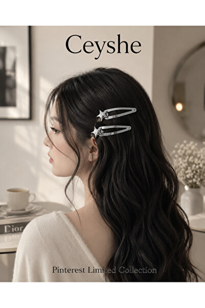 CeyShe Pinterest 2-pack Bright Silver Star مستورد ومطلي بالفضة 1. مشبك شعر مع...