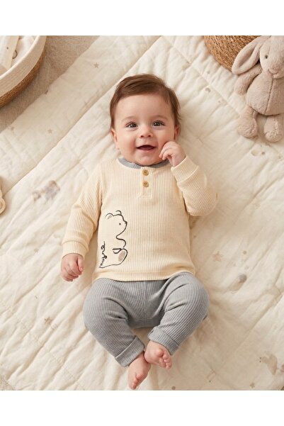 Ege Bebek 100% Cotton 0-3-6-9-12 Months Baby Boy Teddy Bear Embroidered Thin ...