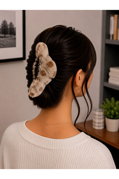 Bymiel Women's Plush Bow Detailed Large Hair Clip