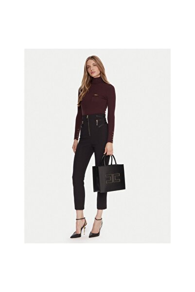 Elisabetta Franchi Pantaloni de damă din material textil PA11956E2 Negru