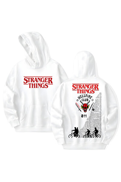STİL-X Stranger Things Printed Cotton Long Sleeve 3 Thread Hooded Sweatshirt