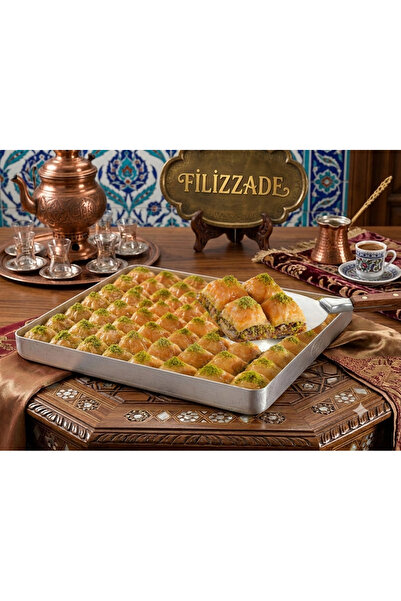 Filizzade 1 Tepsi Kare Baklava cevizli özel reçete şervet ile