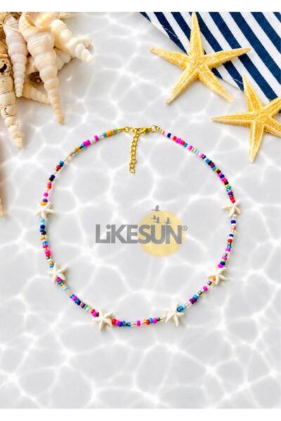 LiKESUN قلادة من حبات نجم البحر |   قلادة صيفية بوهيمية للشاطئ